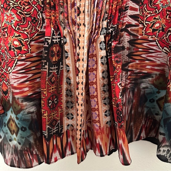 Ranna Gill Embroidered Blouse Jewel Tone Top V-Neck Pleated Black Size Small - Picture 10 of 16